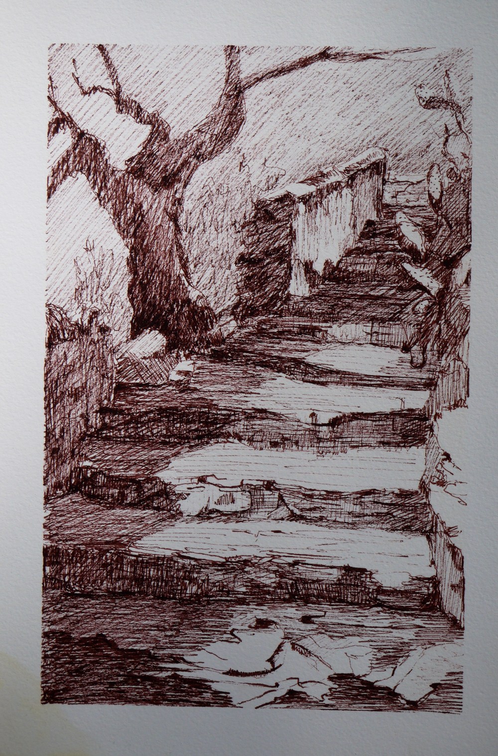drawing, Roman stairs